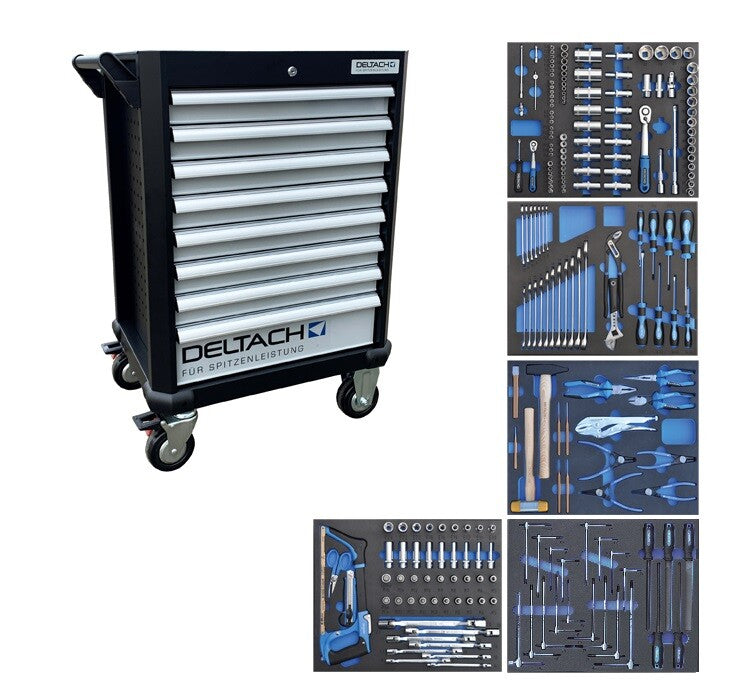 524250 | Deltach D2-compact gevulde gereedschapswagen 214 dlg