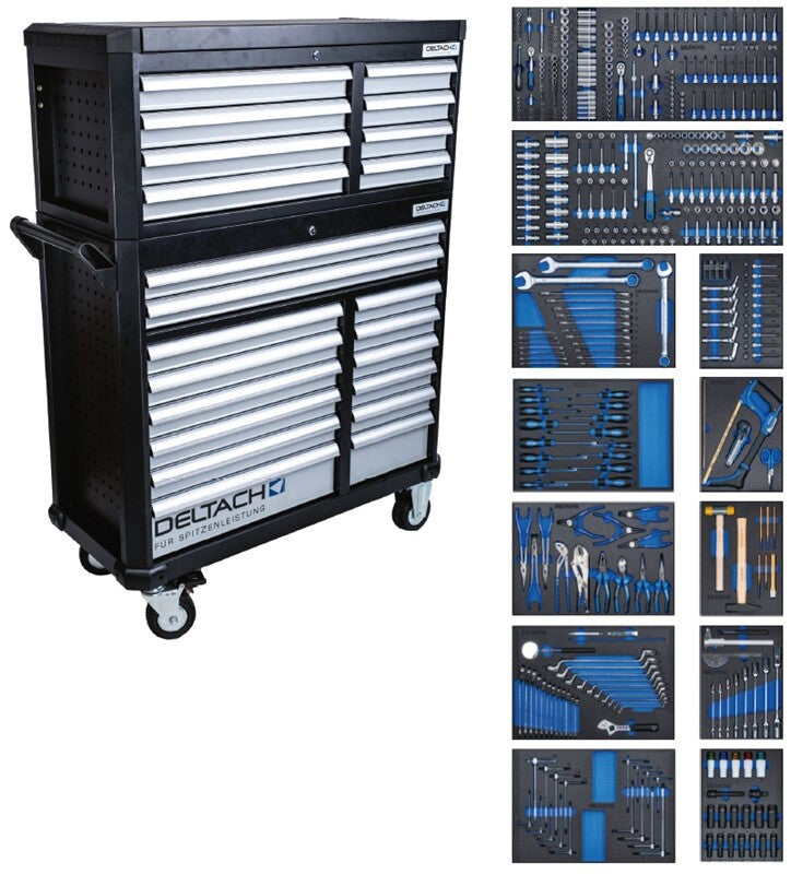 527354 | Deltach D2-XXL gevulde gereedschapswagen 475 dlg + topkoffer