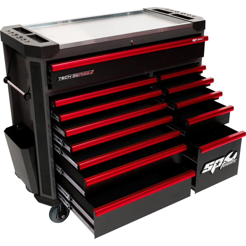 SP Tools Tech Series XL 412-delige gevulde gereedschapswagen – Rood, foto 3
