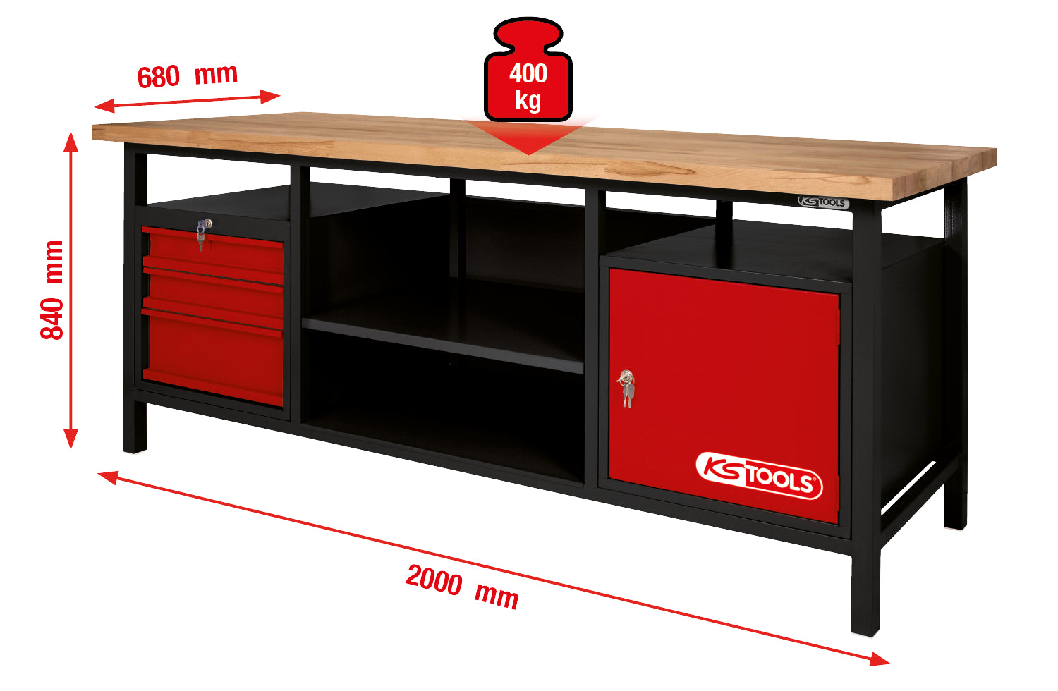 865.0201 | XXL WERKBANK INCL 3 SCHUIFLADEN & 1 DEUR