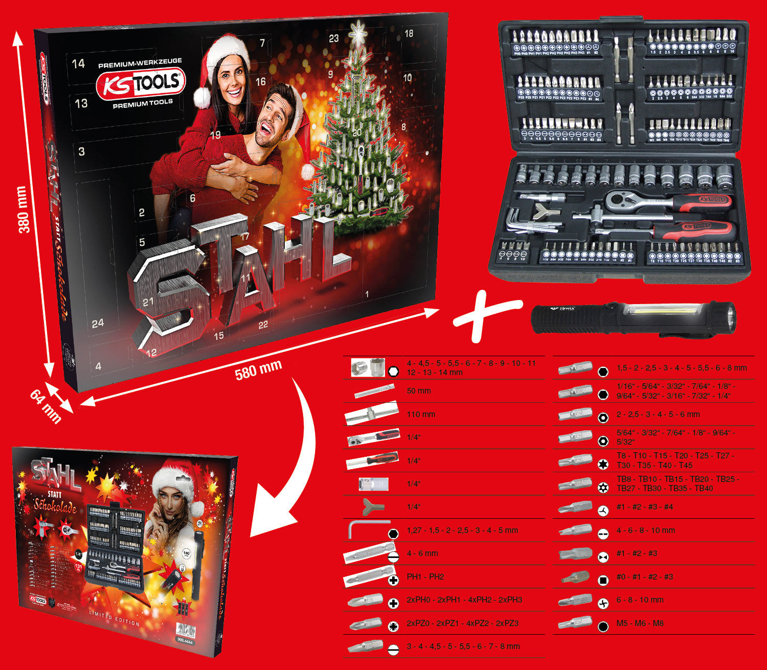 999.4444 | KS Tools adventskalender met steeksleutelset 131 dlg