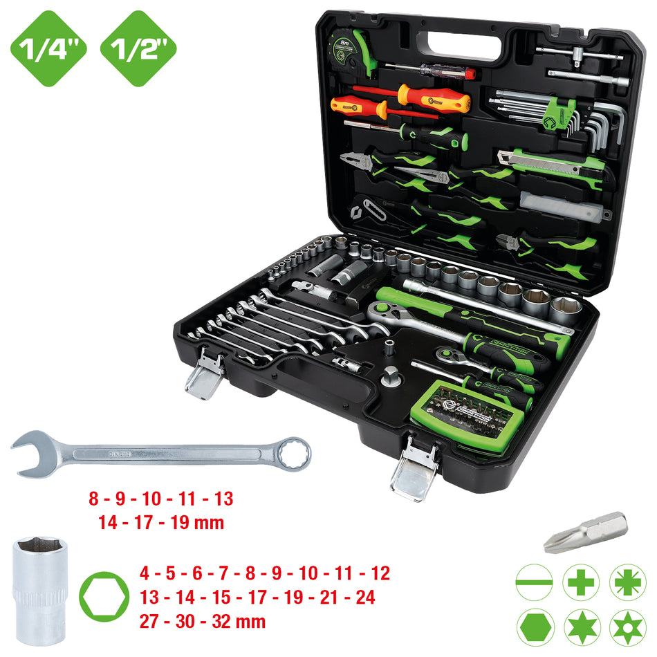 512.0107 | Competition 1/4" + 1/2" Universele-Gereedschapset, 106-dlg
