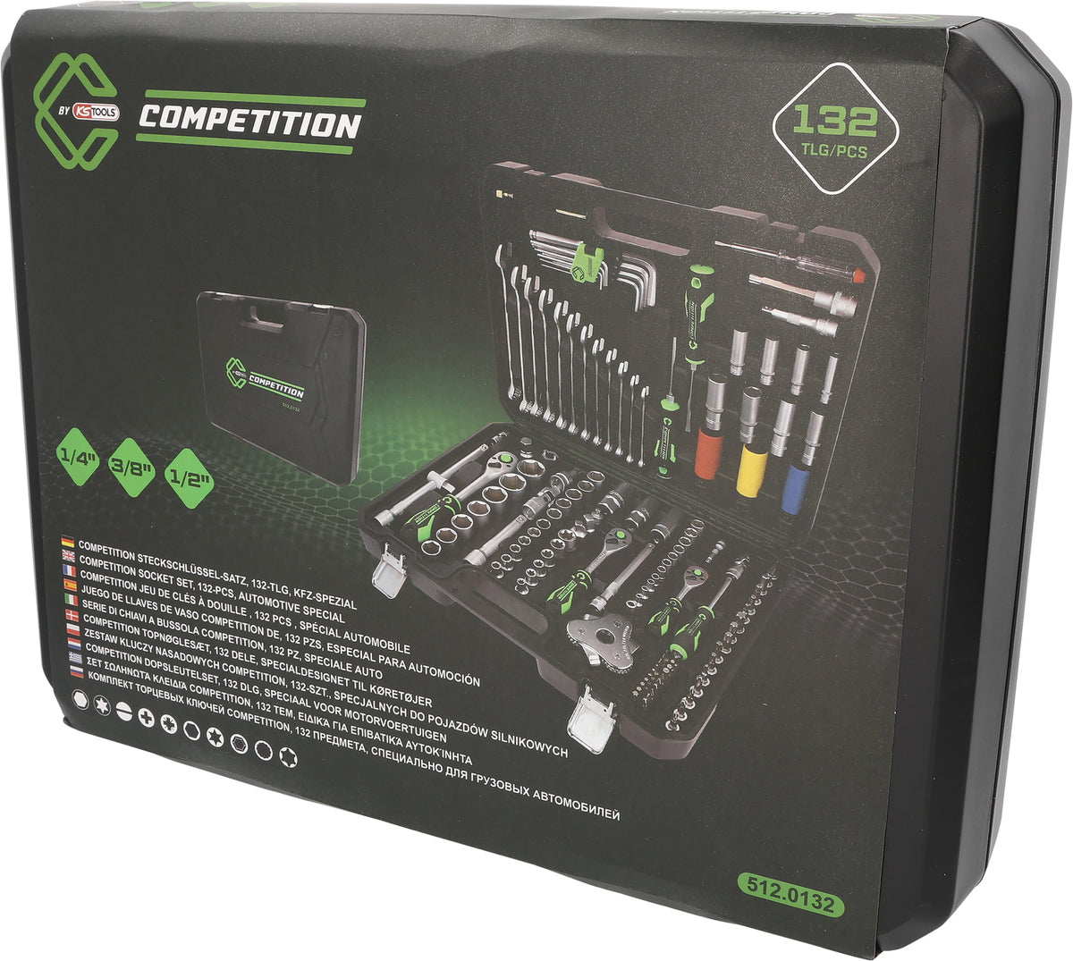 512.0132 | Competition 1/4"+3/8"+1/2" dopsleutelset, 132 dlg