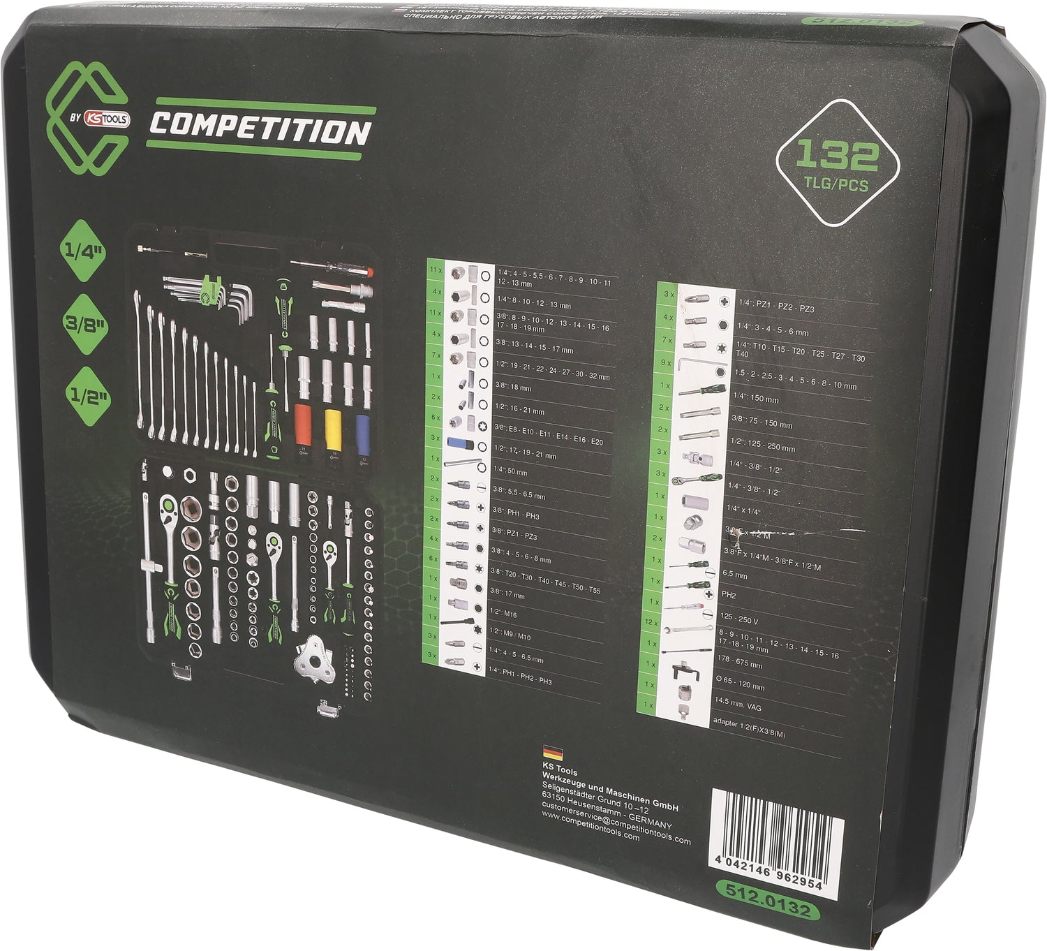 512.0132 | Competition 1/4"+3/8"+1/2" dopsleutelset, 132 dlg