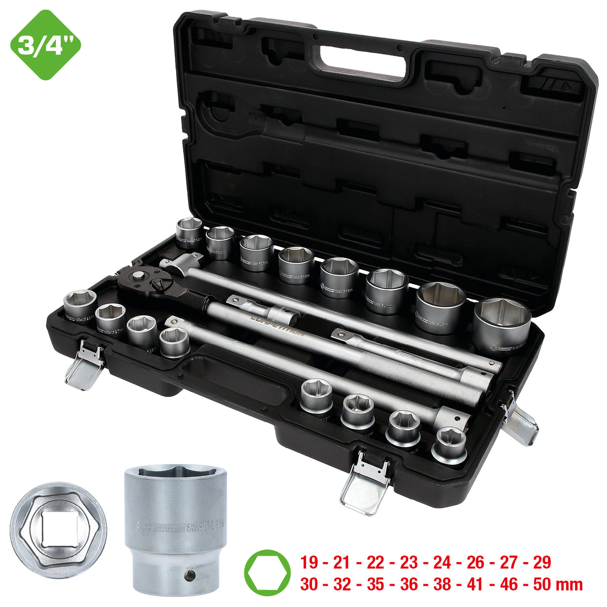512.3421 | Competition 3/4" Dopsleutelset, 21-dlg
