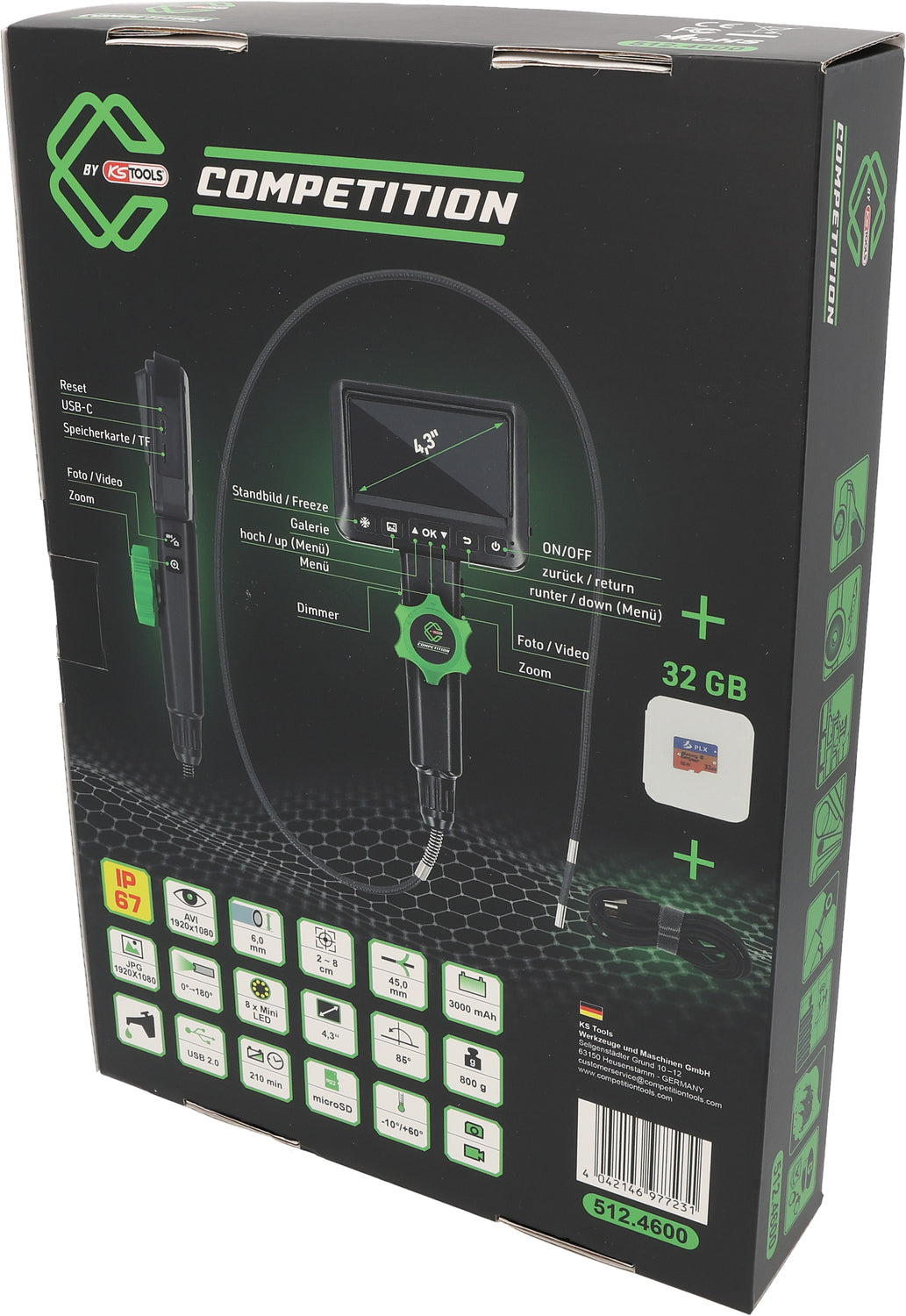 512.4600 | Competition HD-videoscoopset met Ø 6,0 mm, 180° en 0° HD-frontcamera-sonde, flexibele PVC-huls