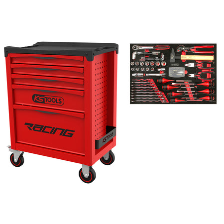KS Tools RACING 855.5084 rode gereedschapswagen met 5 laden en 84 gereedschappen – foto 3