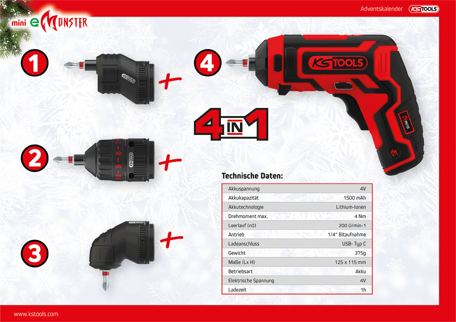 515.6699 | KS Tools adventskalender met mini accuschroefmachineset 31 dlg