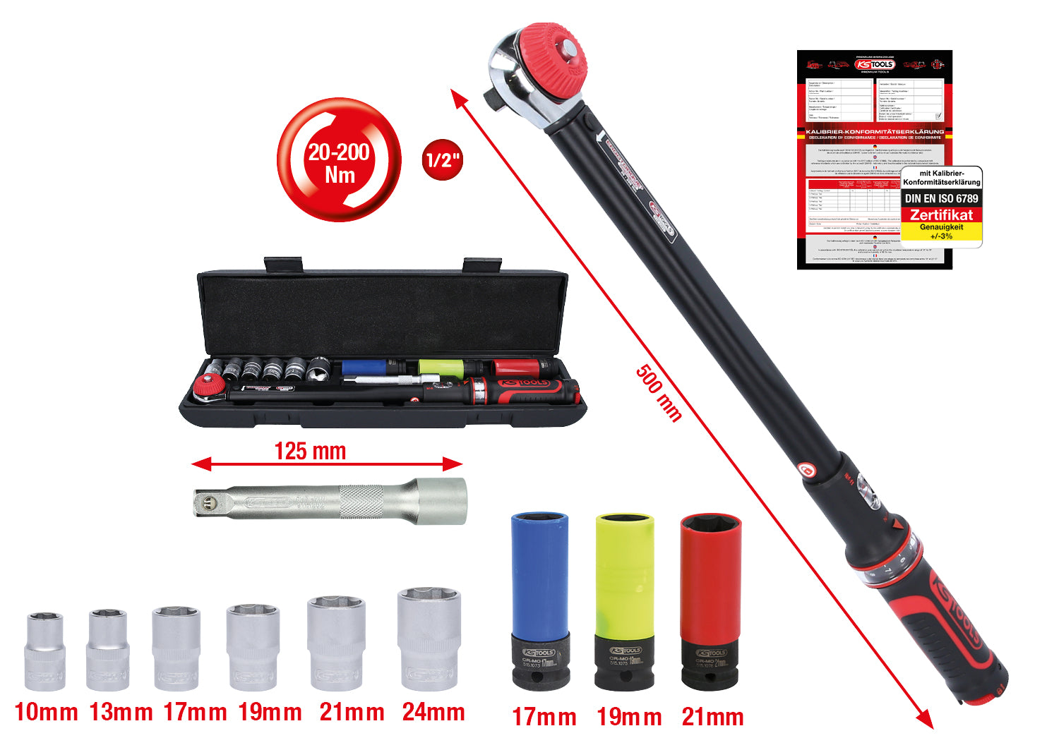 516.2400 | KS TOOLS 1/2" ERGOTORQUE®precision Momentsleutelset met draaiknop-omsteekvierkant