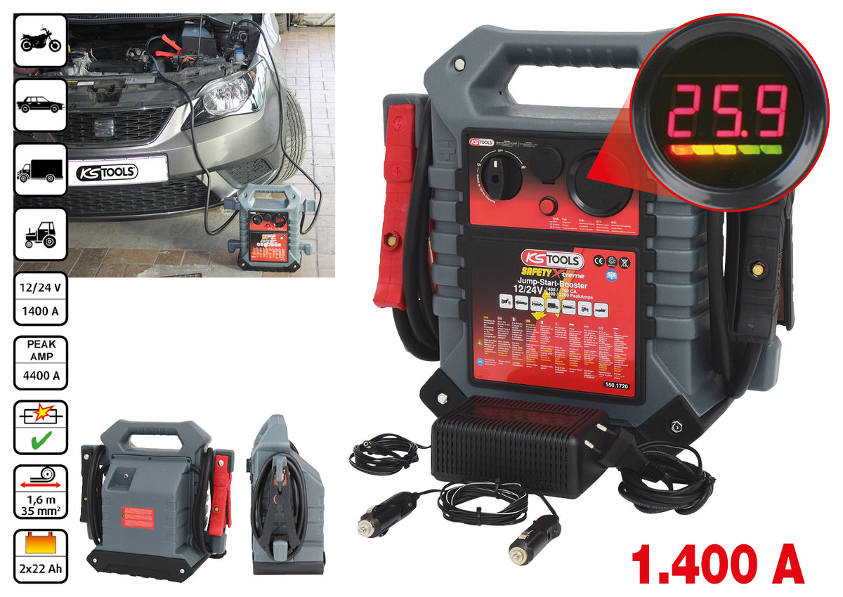 550.1720 | KS Tools 12V/24V Startbooster - mobiele starthulp 1400 A