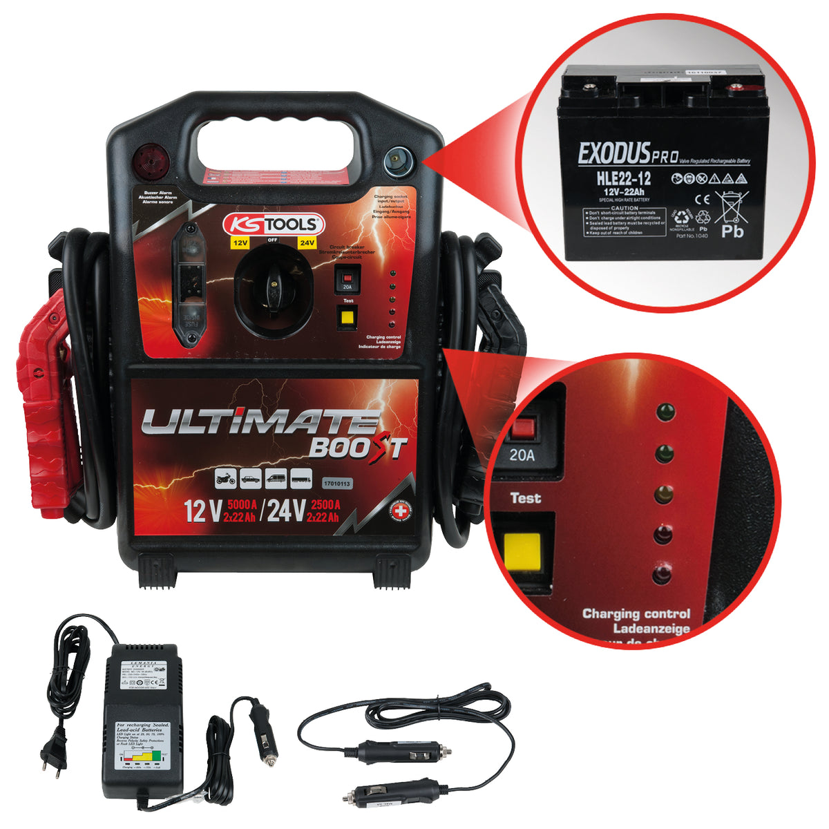 550.1820 | KS Tools 12V/24V accu-booster, mobiel starthulpapparaat 1.700 A