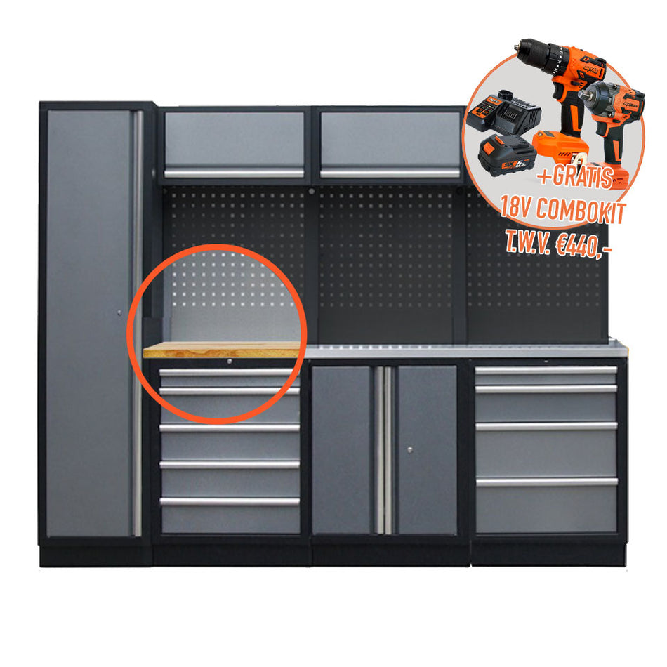 SP Tools werkplaatsinrichting - 3 Panelen & Werkblad 18 dlg