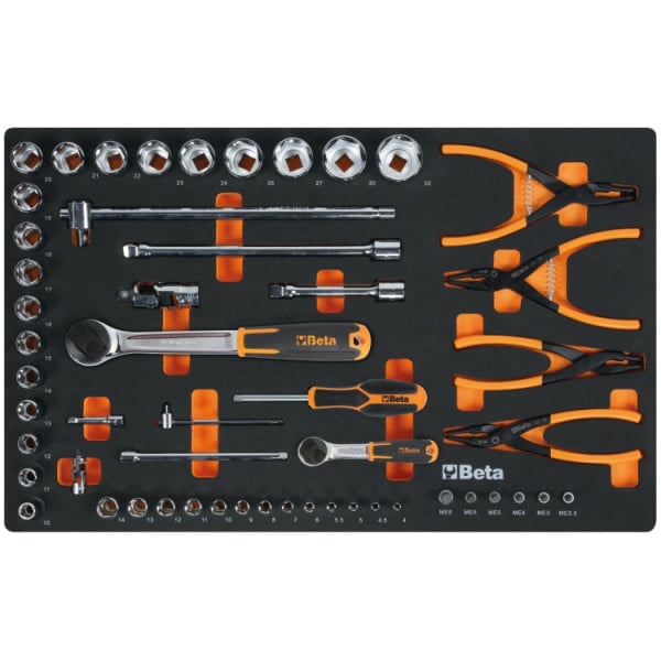 Inlay met schroevendraaiers en bits uit de Beta 2400 RSC24/7-VIS