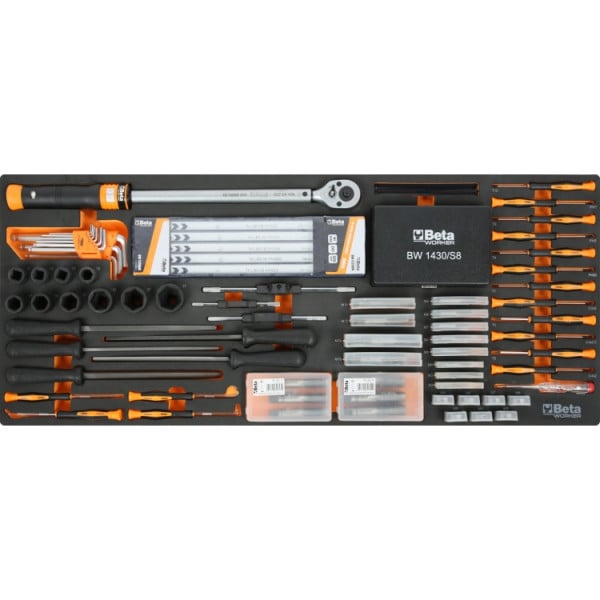 Inlay met tappen, snijplaten en meetgereedschap uit de Beta BW 2400 RSC24AXXL