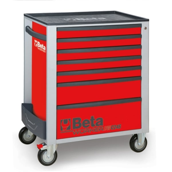 Beta BW 2400S 7/E-M gevulde gereedschapswagen in rood/antraciet met 309 gereedschappen
