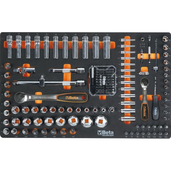 Inlay met doppen, ratels en accessoires uit de Beta BW 2400S 7/E-M