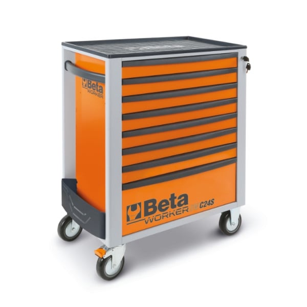 Beta BW 2400S 8/E-L gevulde gereedschapswagen in oranje/antraciet met 398 gereedschappen