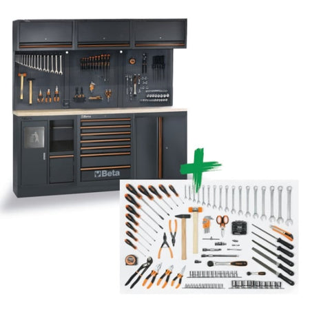 Beta C45PRO 2.0 AW/157UT werkplaatsinrichting met 157-delige gereedschapsset, houten werkblad – afbeelding 1