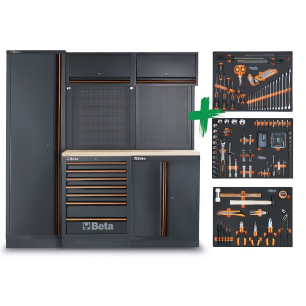 Beta C45PRO 2.0 B7W/196UT werkplaatsinrichting met houten werkblad