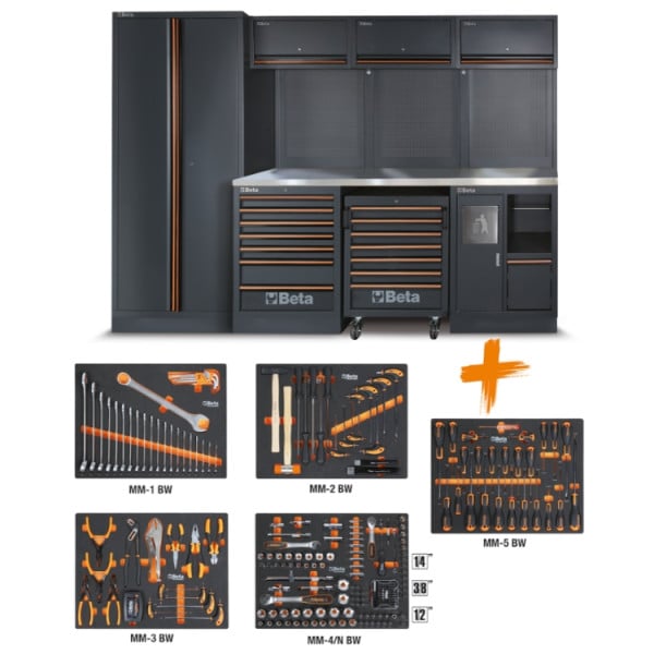 Beta C45PRO 2.0 X/268UT werkplaatsinrichting met 268-delige gereedschapsset, rvs werkblad – afbeelding 1