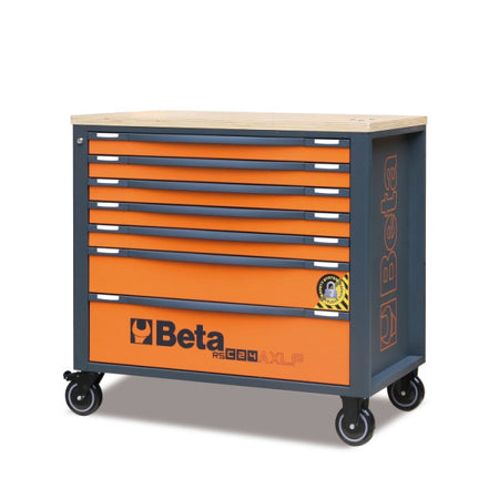 Beta RSC24AXLP/7 gereedschapswagen met houten werkblad in oranje/antraciet (RAL 2011-7016), artikelnummer 024004571