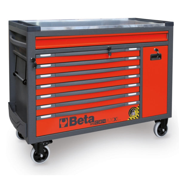 Beta RSC24AXXL gereedschapswagen met RVS werkblad in rood/antraciet (RAL 3000-7016), artikelnummer 024004783