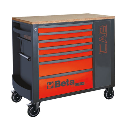 Beta RSC24L-CAB werkbank met 7 laden en zijkast in rood/antraciet (RAL 3000-7016), artikelnummer 024004473