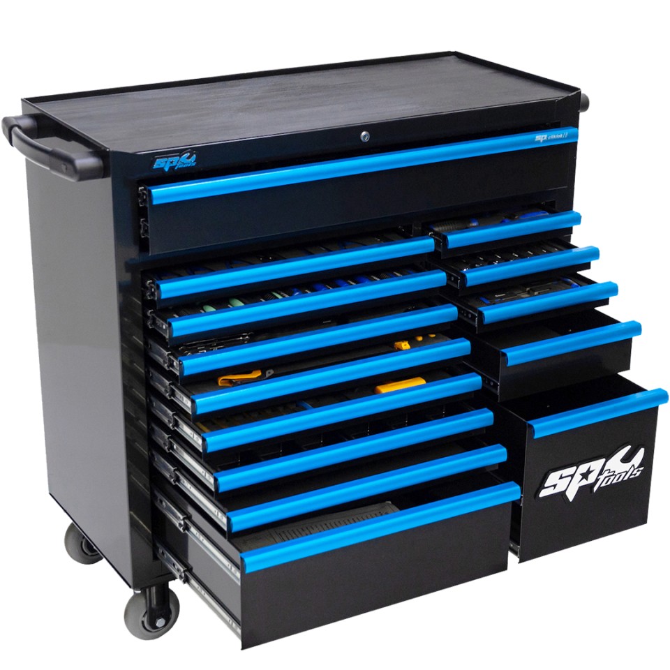 SP Tools Custom Series XL 427-delige gevulde gereedschapswagen – Blauw, foto 2