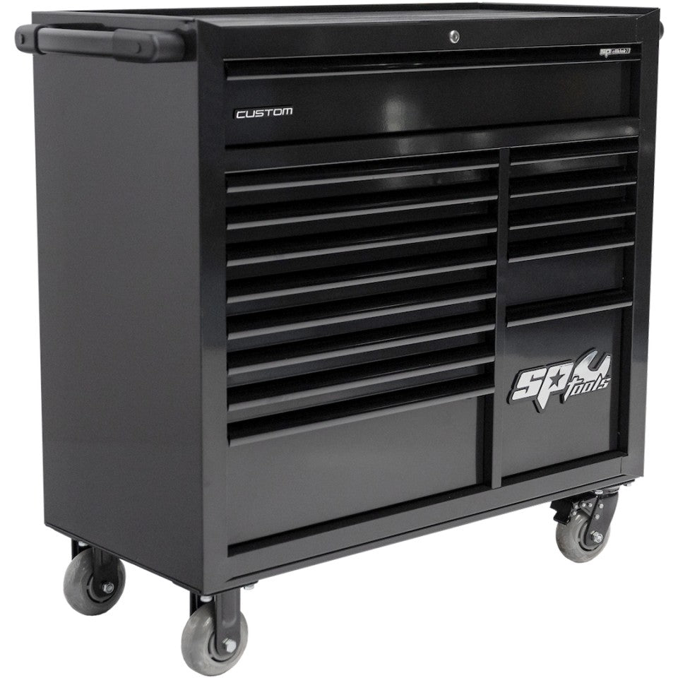 SP Tools Custom Series XL 427-delige gevulde gereedschapswagen – Zwart