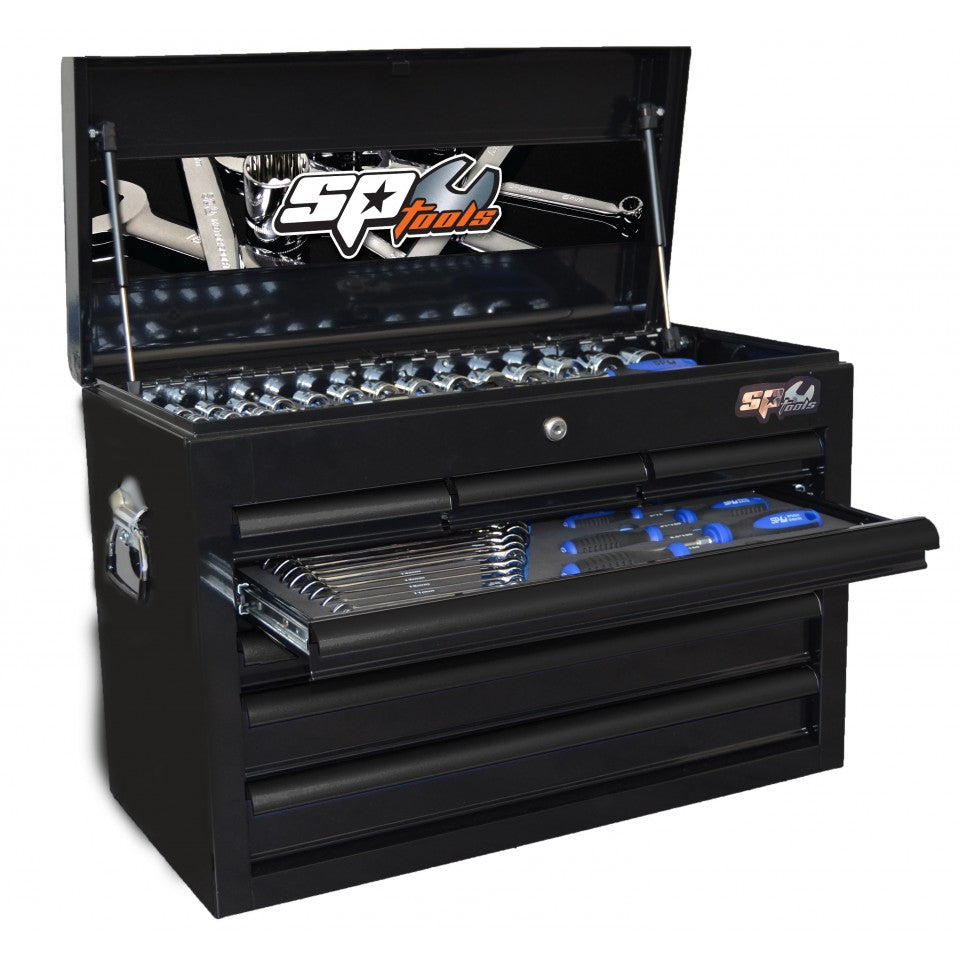 SP Tools Custom Series gevulde topkist 130-delig – Zwart