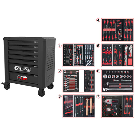 KS Tools One by One 823.7337F gereedschapswagen met 7 laden en 337 gereedschappen