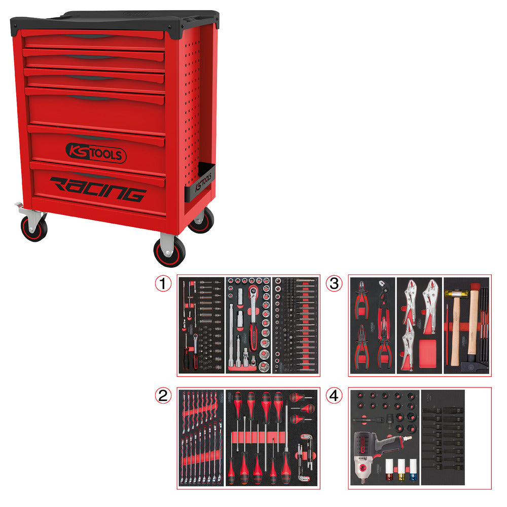 KS Tools RACING 855.6263 rode gereedschapswagen met 6 laden en 263 gereedschappen – foto 2