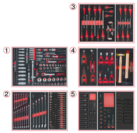 KS Tools RACING 855.6384 rode gereedschapswagen met 6 laden en 384 gereedschappen – foto 5