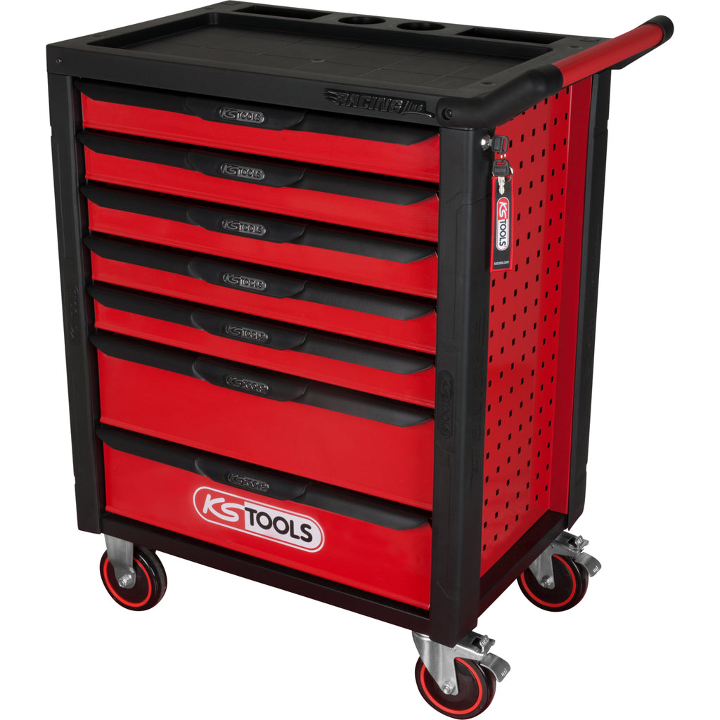 KS Tools RACINGline 826.0007 lege gereedschapswagen met 7 laden, zwart/rood