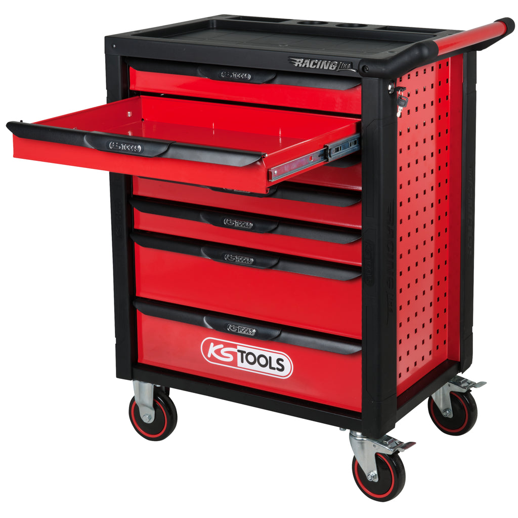KS Tools RACINGline 826.0007 lege gereedschapswagen met 7 laden, zwart/rood