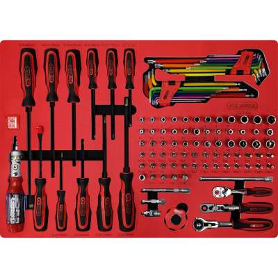 KS Tools SIGNATURE 1/4" dopsleutel- en schroevendraaierset in schuimrubberinleg, 105-delig (883.0105)