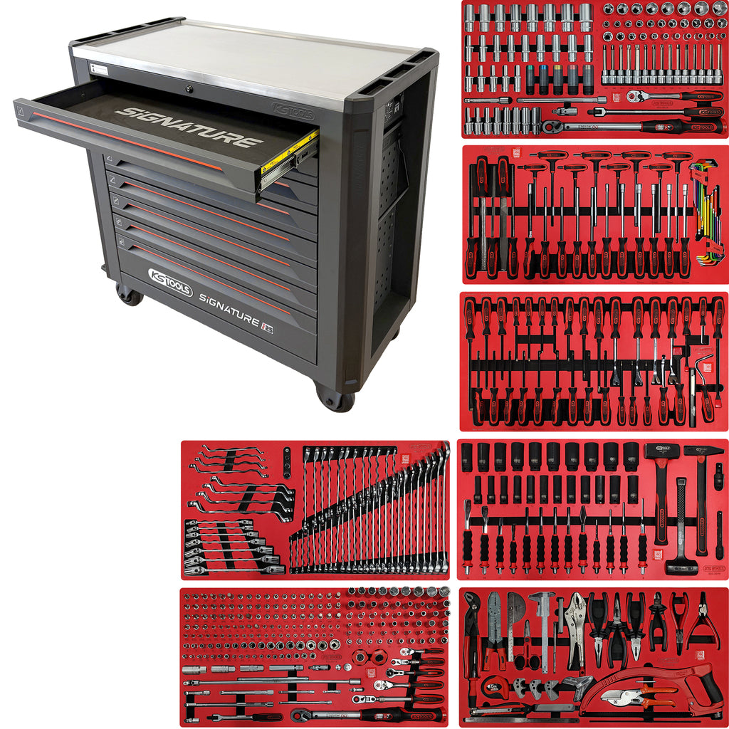 KS Tools SIGNATURE 882.2510 gevulde gereedschapswagen i25 met 8 laden en 510 gereedschappen