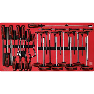 KS Tools SIGNATURE T-greep-inbussleutel- en vijlenset in schuimrubberinleg, 28-delig (883.1028)