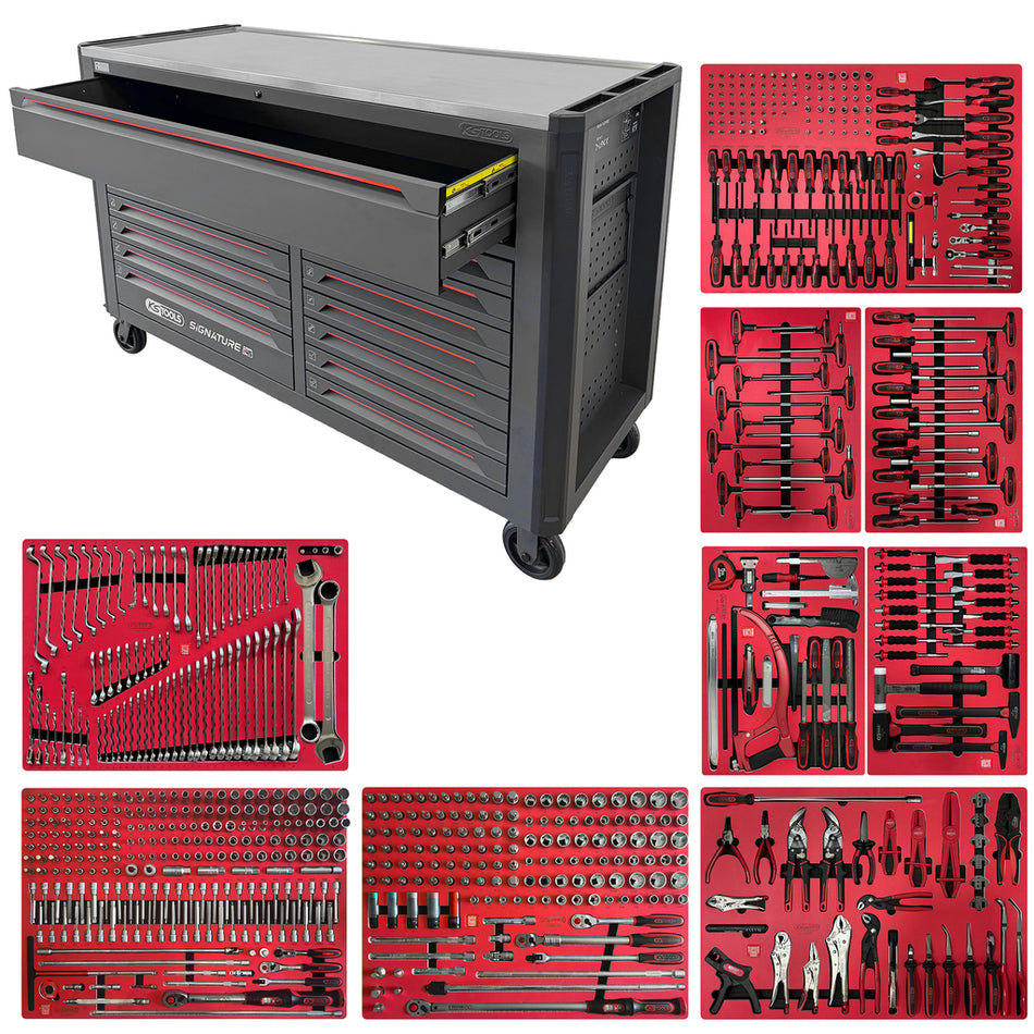 KS Tools SIGNATURE 882.4706 gevulde gereedschapswagen i45 met 14 laden en 706 gereedschappen