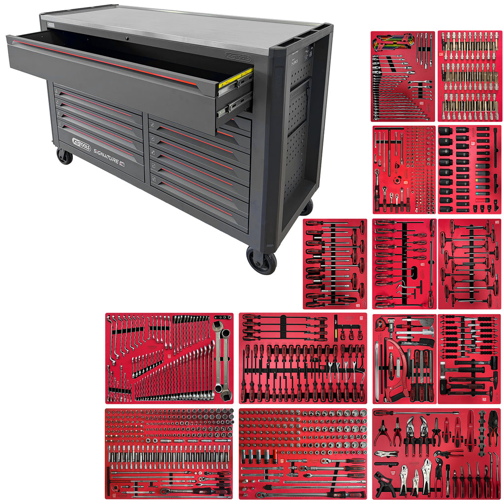 KS Tools SIGNATURE 882.4950 gevulde gereedschapswagen i45 met 14 laden en 950 gereedschappen