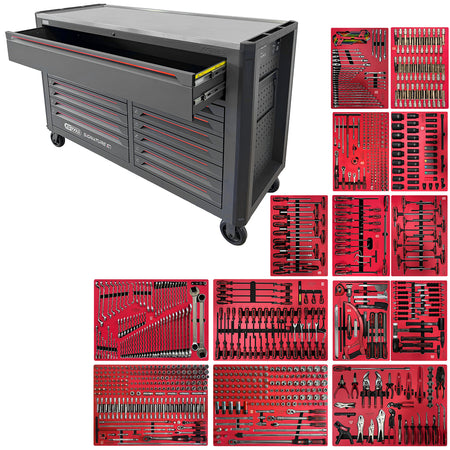 KS Tools SIGNATURE 882.4950 gevulde gereedschapswagen i45 met 14 laden en 950 gereedschappen