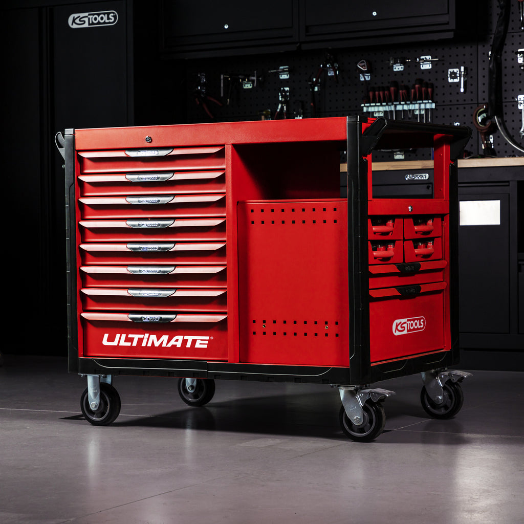 KS Tools ULTIMATE 809.0014 rode mobiele werkbank met 14 laden – foto 4