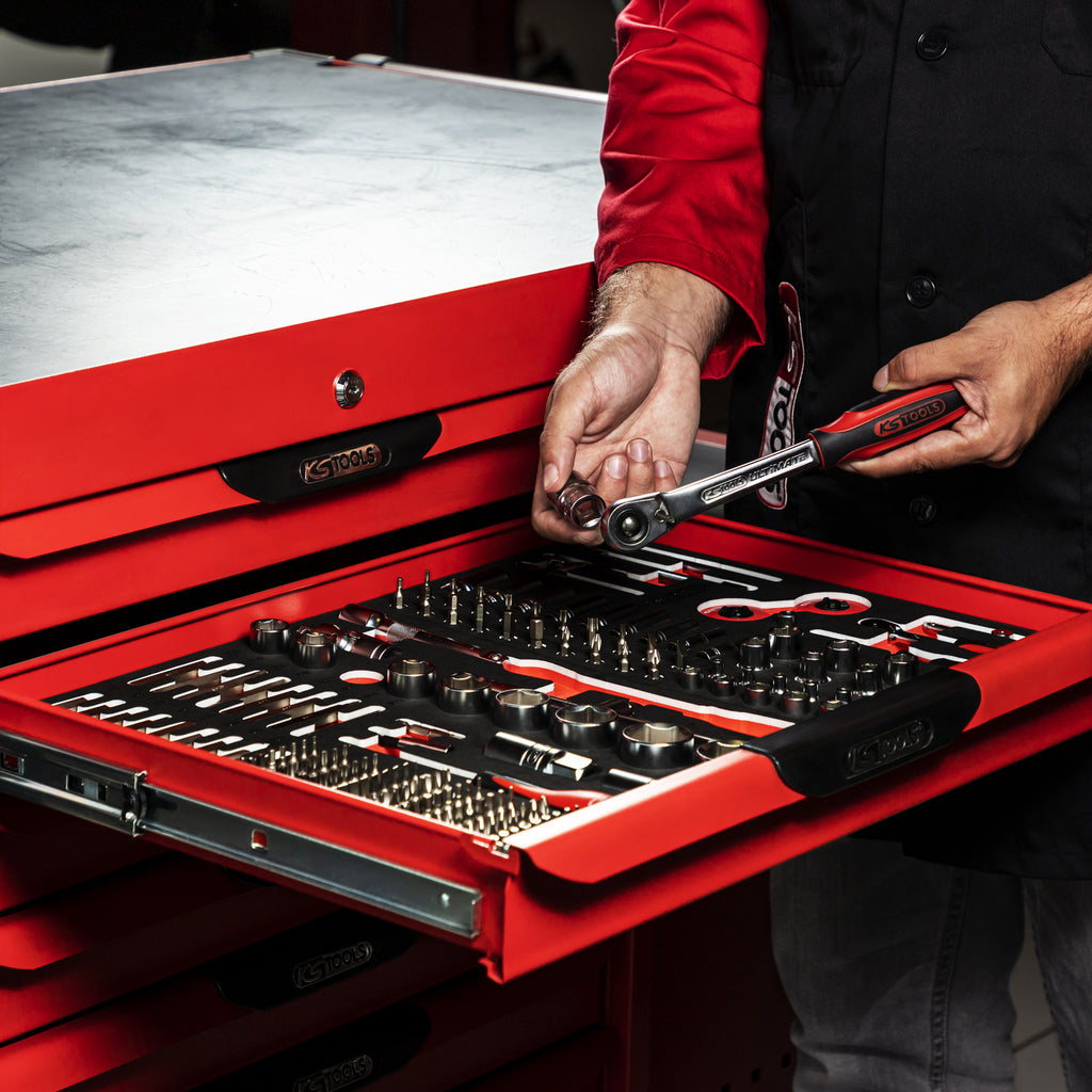 KS Tools ULTIMATE 809.0014 rode mobiele werkbank met 14 laden – foto 5