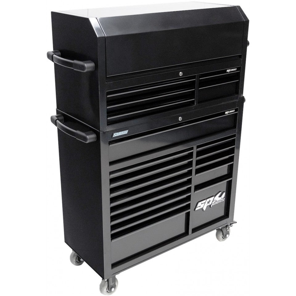 SP Tools SP40699BK Custom Sumo gereedschapswagen met topkist, zwarte grepen