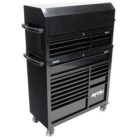 SP Tools SP40699BK Custom Sumo gereedschapswagen met topkist, zwarte grepen