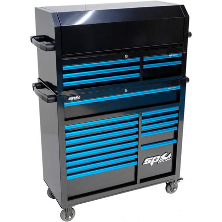 SP Tools SP40699BL Custom Sumo gereedschapswagen met topkist, blauwe grepen