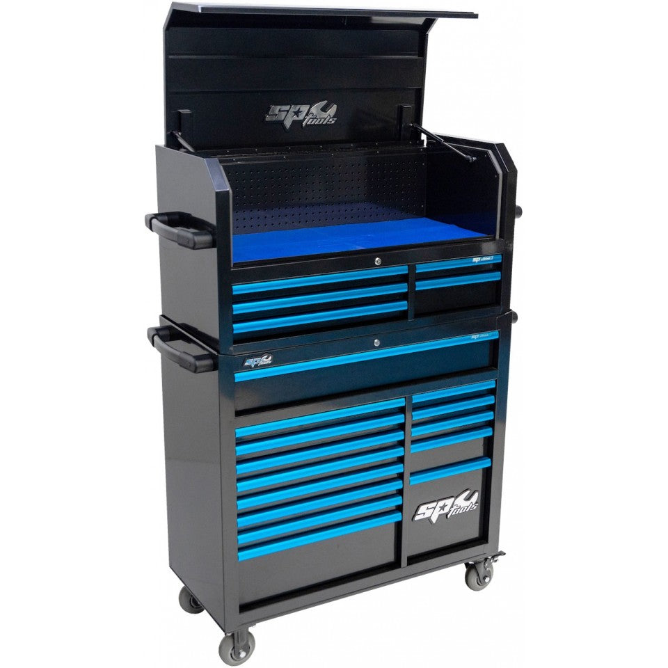 SP Tools SP40699BL Custom Sumo gereedschapswagen met topkist, blauwe grepen, foto 2