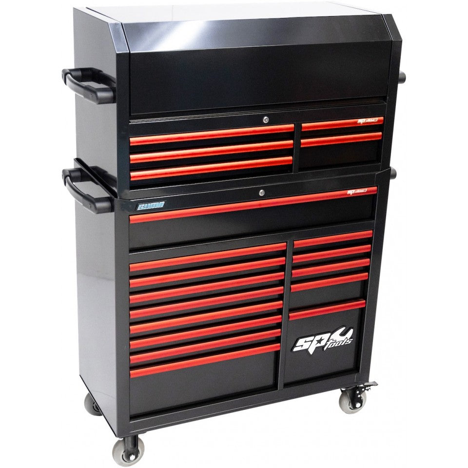 SP Tools SP40699RE Custom Sumo gereedschapswagen met topkist, rode grepen